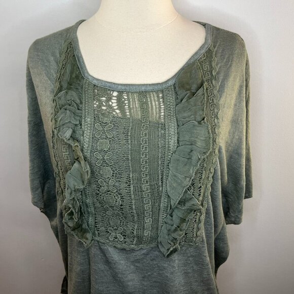 BLOSSUN Women's Dusty Green Light Sweater with Crochet - Size Small - NWT - Picture 2 of 4